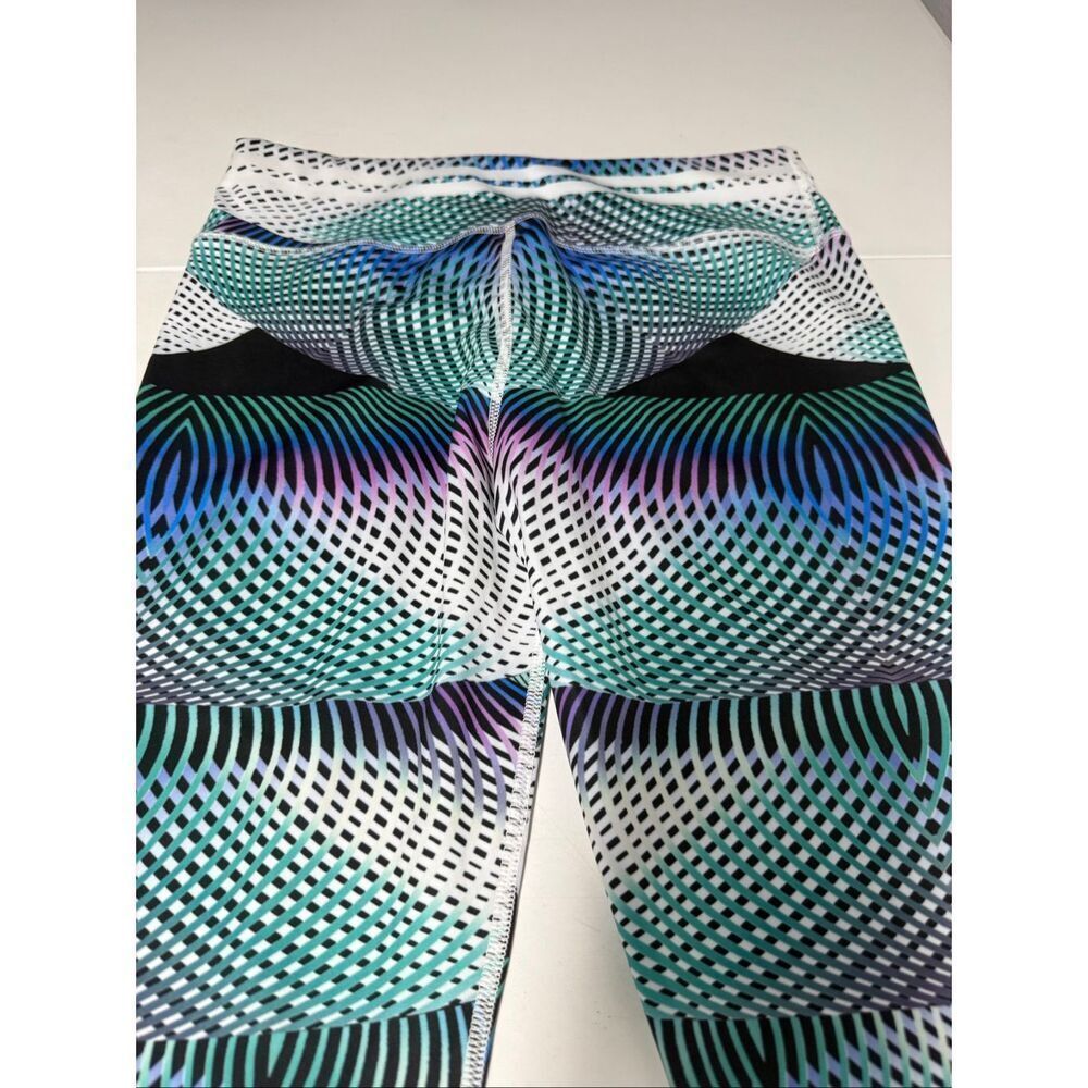 Women’s Yoga Pants Size L High Waist Leggings Multicolor Abstract Print - Picture 7 of 8